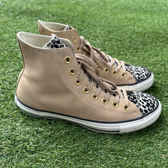Converse All Star Hi Chuck Taylor Cheetah Pony Hair Suede Mens 8 Womens 10 - Picture 3 of 9